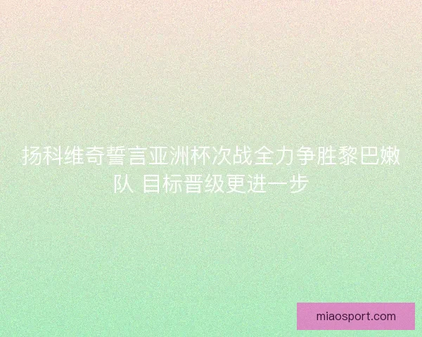 扬科维奇誓言亚洲杯次战全力争胜黎巴嫩队 目标晋级更进一步